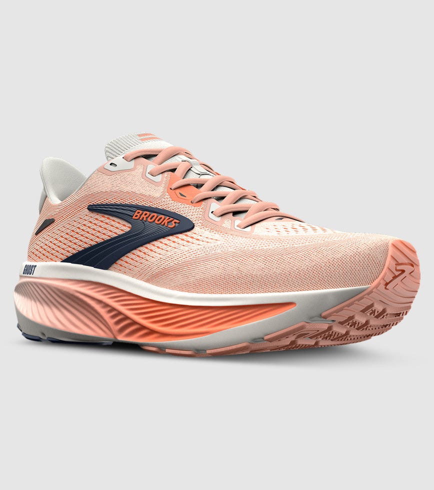 BROOKS GHOST 18 WOMENS STAR WHT CYBER PEACH GY | The Athlete's Foot