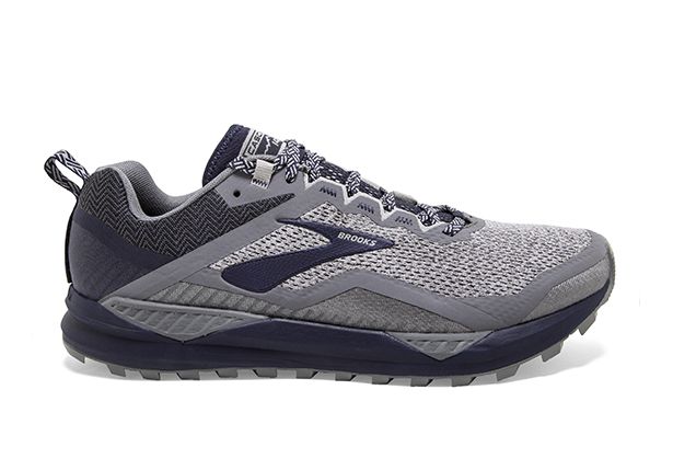 2E Grey/Navy Brooks Cascadia 14 Wide Mens Trail Running Shoes 