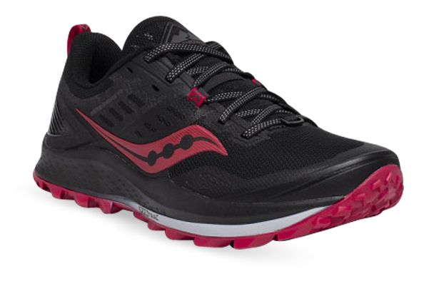 Saucony Womens Peregrine 10 Black/Barberry Track and Field Shoe 