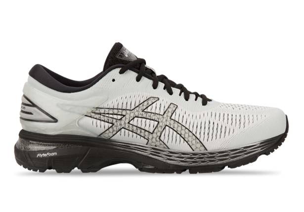 ASICS GEL KAYANO 25 4E MENS GLACIER GREY BLACK Grey Mens Supportive Running Shoes
