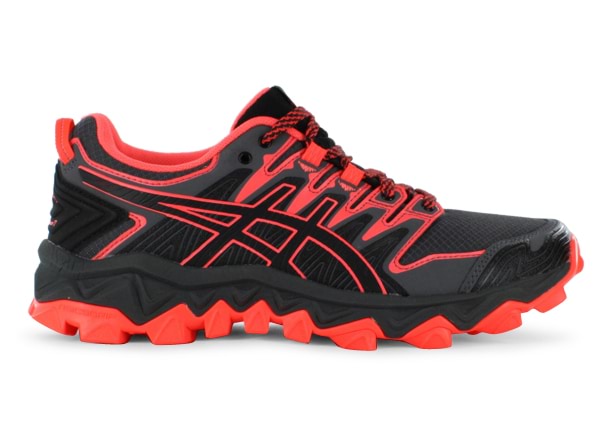 ASICS GEL FUJI TRABUCO 7 D WOMENS BLACK FLASH CORAL Black Womens Trail Off Road Running Shoes