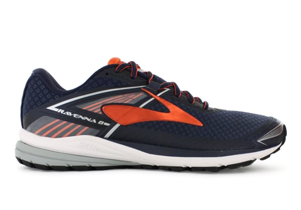 BROOKS RAVENNA 8 MENS PEACOAT SILVER RED ORANGE Blue Mens Supportive Running Shoes