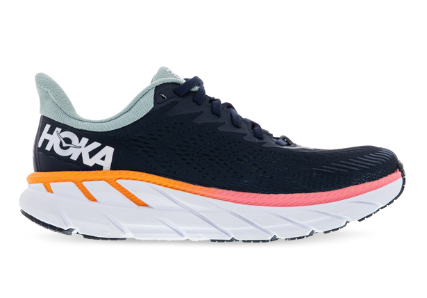 HOKA CLIFTON 7 WOMENS BLACK IRIS BLUE HAZE The Athlete s Foot