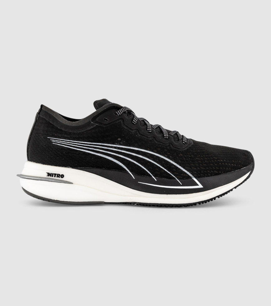 PUMA DEVIATE NITRO WOMENS PUMA BLACK PUMA WHITE The Athlete s Foot