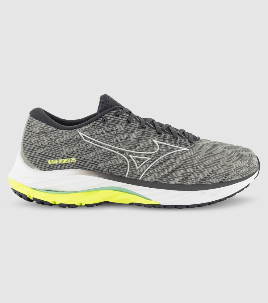 MIZUNO WAVE RIDER 26 MENS ULTIMATE GREY SILVER NEO LIME The Athlete s Foot