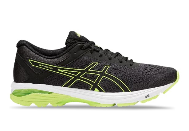 ASICS GT 1000 6 2E MENS BLACK SAFETY YELLOW BLACK Black Mens Supportive Running Shoes