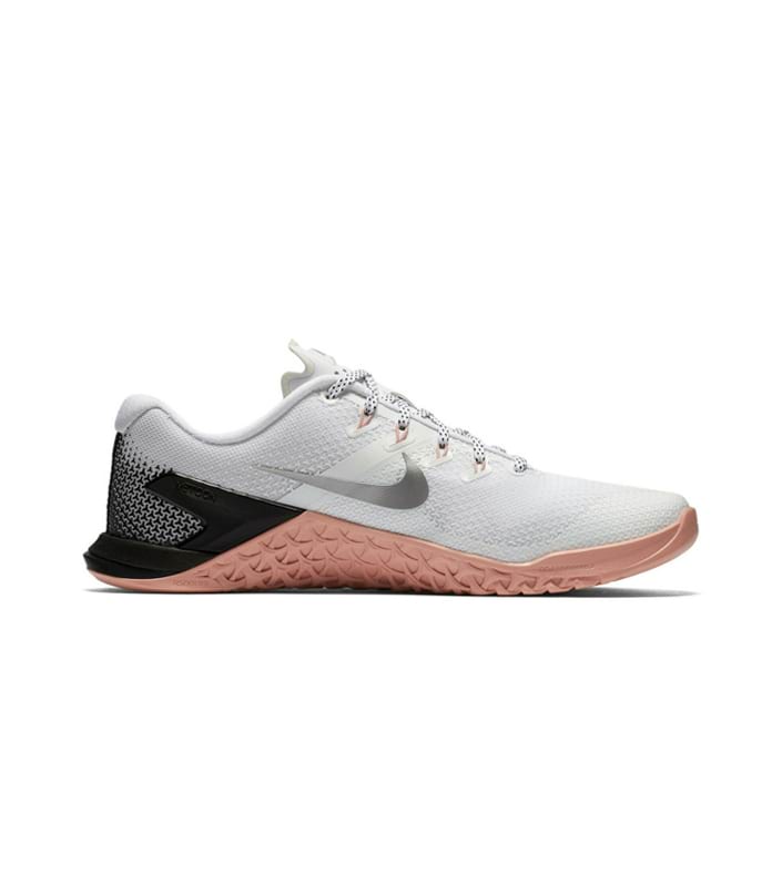 NIKE METCON 4 WOMENS WHITE METALLIC SILVER RUST PINK BLACK