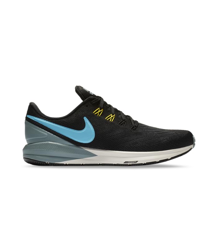 NIKE AIR ZOOM STRUCTURE 22 MENS BLACK BLUE FURY-AVIATOR GREY