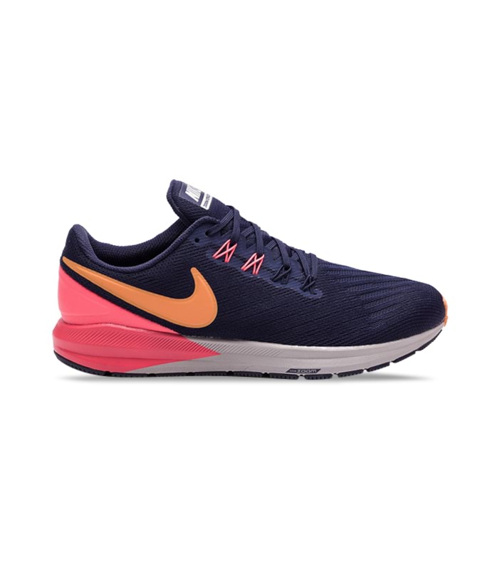 NIKE AIR ZOOM STRUCTURE 22 MENS BLACKENED BLUE ORANGE PEEL-FLASH CRIMSON
