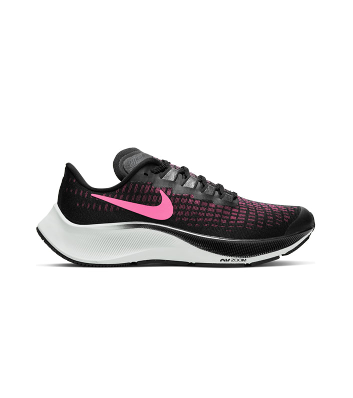 NIKE AIR ZOOM PEGASUS 37 (GS) KIDS BLACK PINK GLOW SMOKE GREY PHOTON DUST