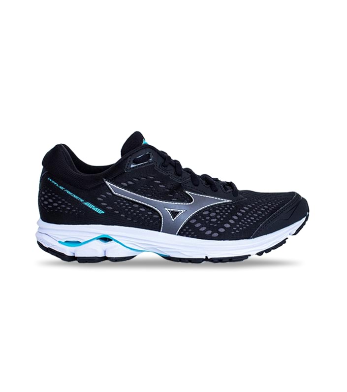 MIZUNO WAVE RIDER 22 (D) WOMENS BLACK MAGNET BLUE 