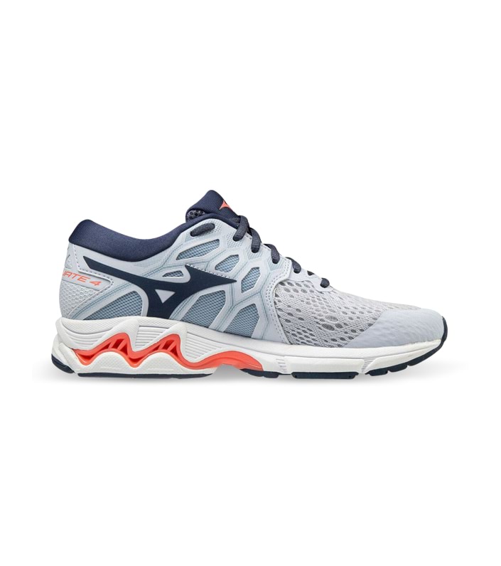 MIZUNO WAVE EQUATE 4 WOMENS ARCTIC ICE MOOD INDIGO LIVING CORAL