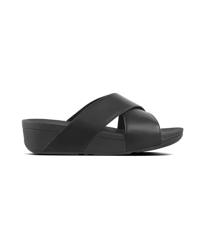 FITFLOP LULU SLIDE  LEATHER  WOMENS  BLACK