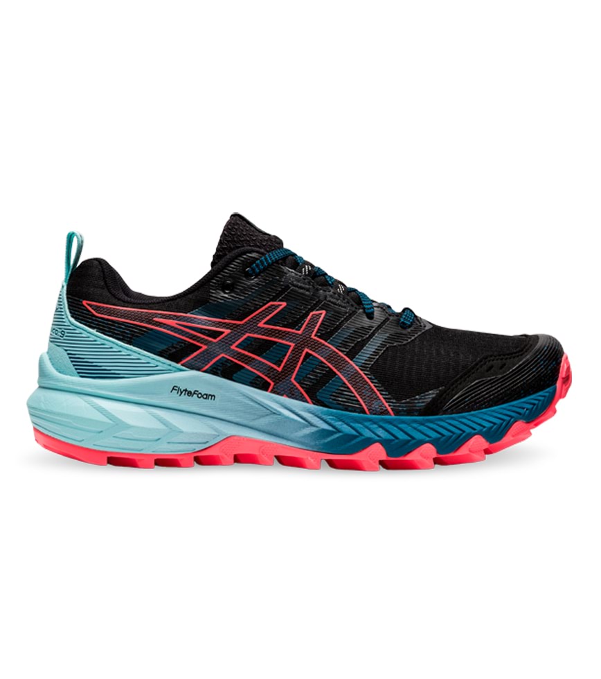 ASICS GEL TRABUCO 9 WOMENS BLACK BLAZING CORAL The Athlete s Foot