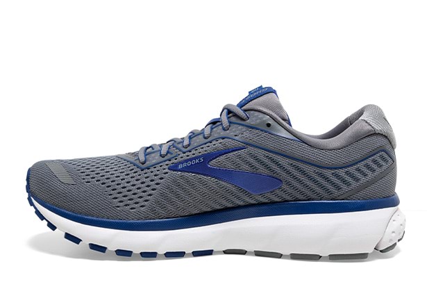 BROOKS GHOST 12 2E MENS GREY ALLOY BLUE