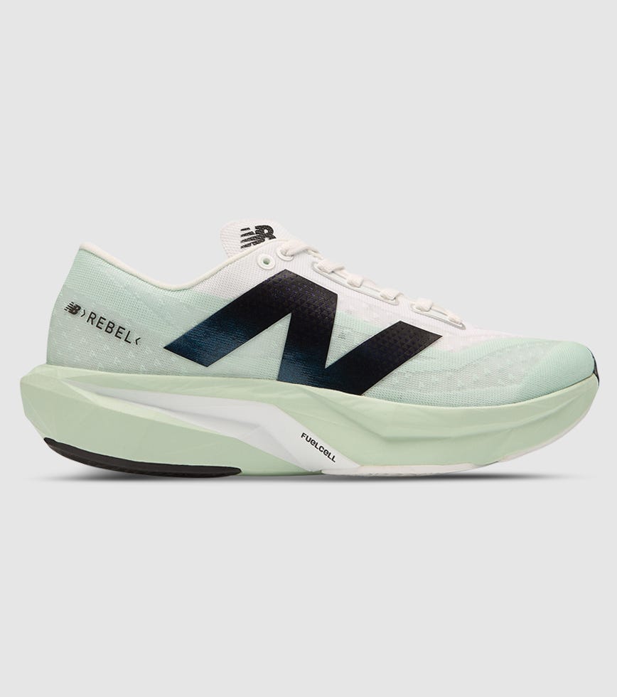 NEW BALANCE FUELCELL REBEL V4 WOMENS WHITE LIGHT GREEN | The Athlete's Foot