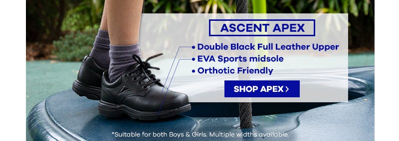Ascent Apex Black School Shoe | The Athlete's Foot