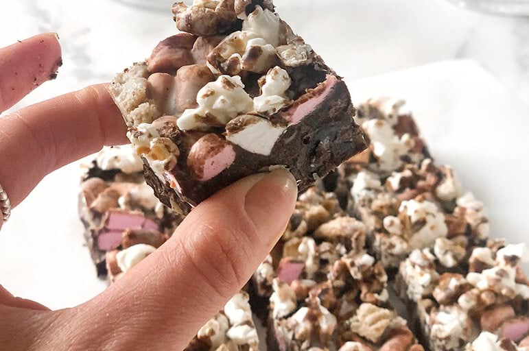 close up of rocky road dessert